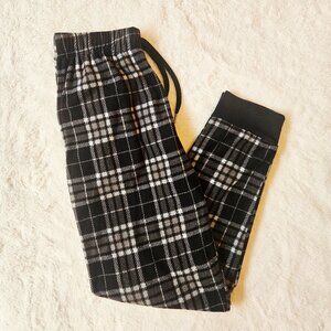 Timber Ridge Men's Black and White Check Microfleece Pajama Joggers Size M